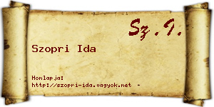 Szopri Ida névjegykártya